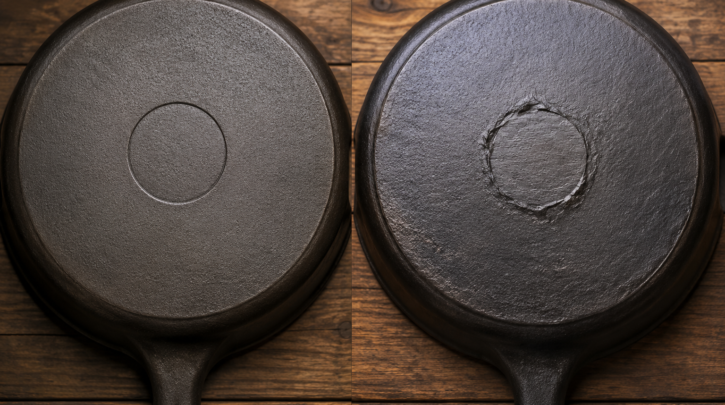 Illustration comparing a genuine cast-in mark against a fake mark added after casting