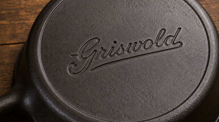 Illustration of a genuine cast-in Griswold slant logo mark