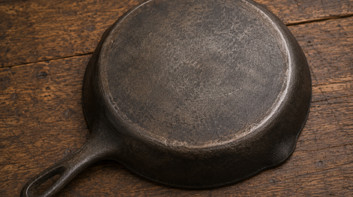 Illustration of an unmarked 'orphan' cast iron skillet with no maker's name visible